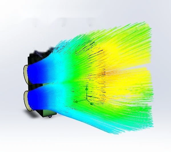 The same radiator bank with a second fan, to size the ONAF stage.